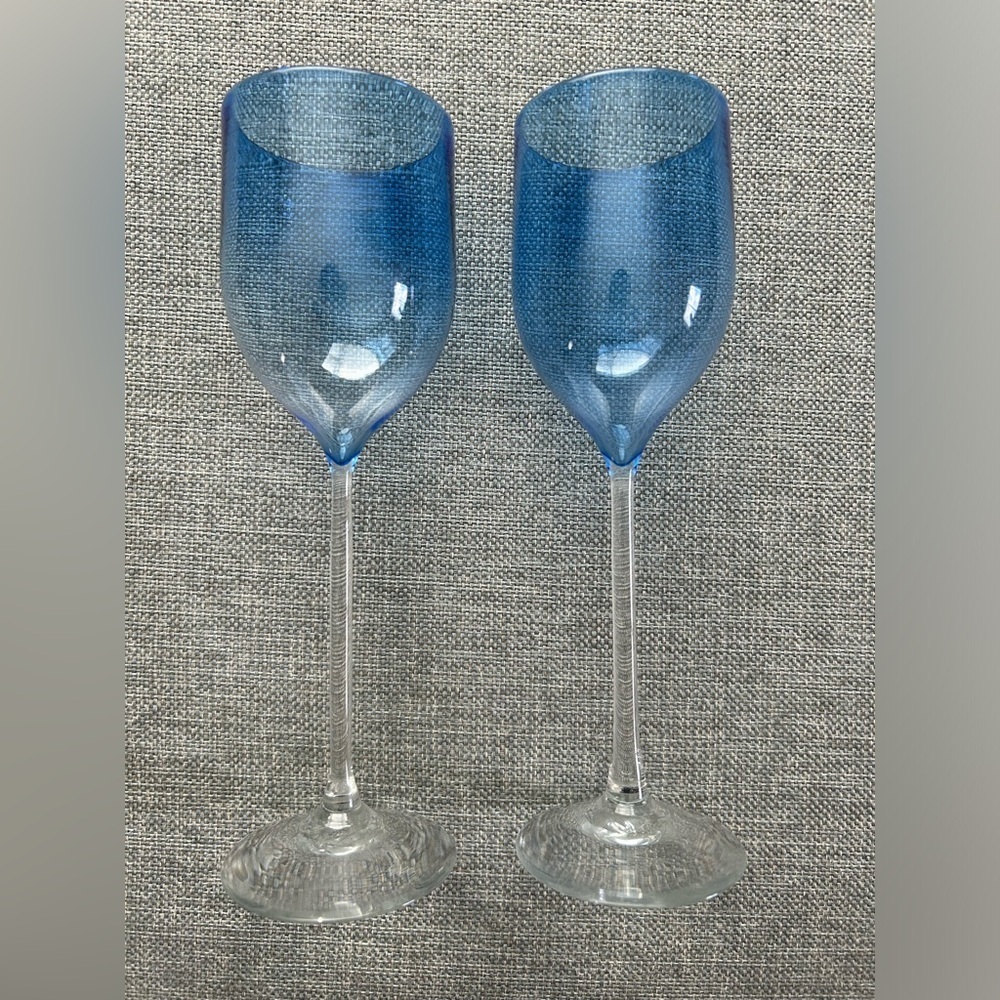 Josh Simpson Blue Vintage Signed Cobalt Goblets, set of Two